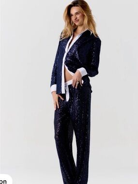 Navy Sequin Pants